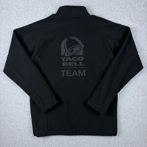 Taco Bell Jacket Mens Small Black Full Zip Softshell Fleece Lined Employee Work